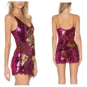 Free People Pink and Gold Sequin Mini Dress